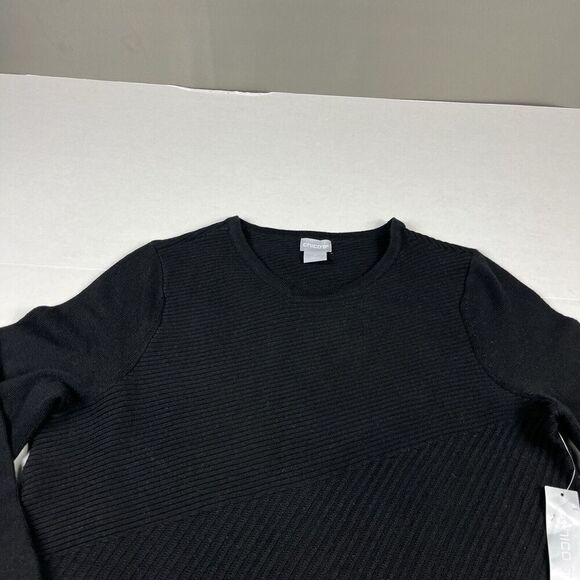 Chicos Tunic Sweater Black Asymmetric Warm Cozy Ribbed Knit Pullover 0 SMALL NEW - Picture 4 of 12